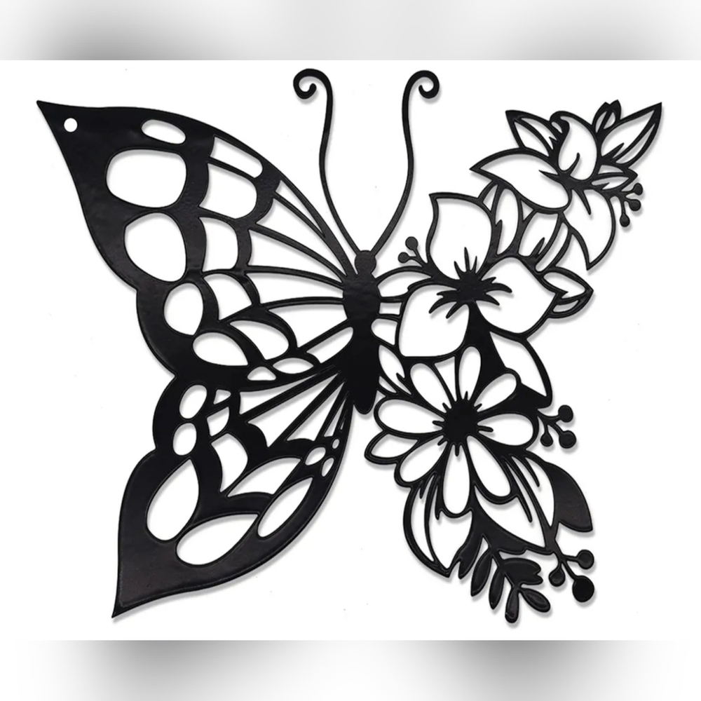 Black Butterfly and Floral‎ Wall Decor